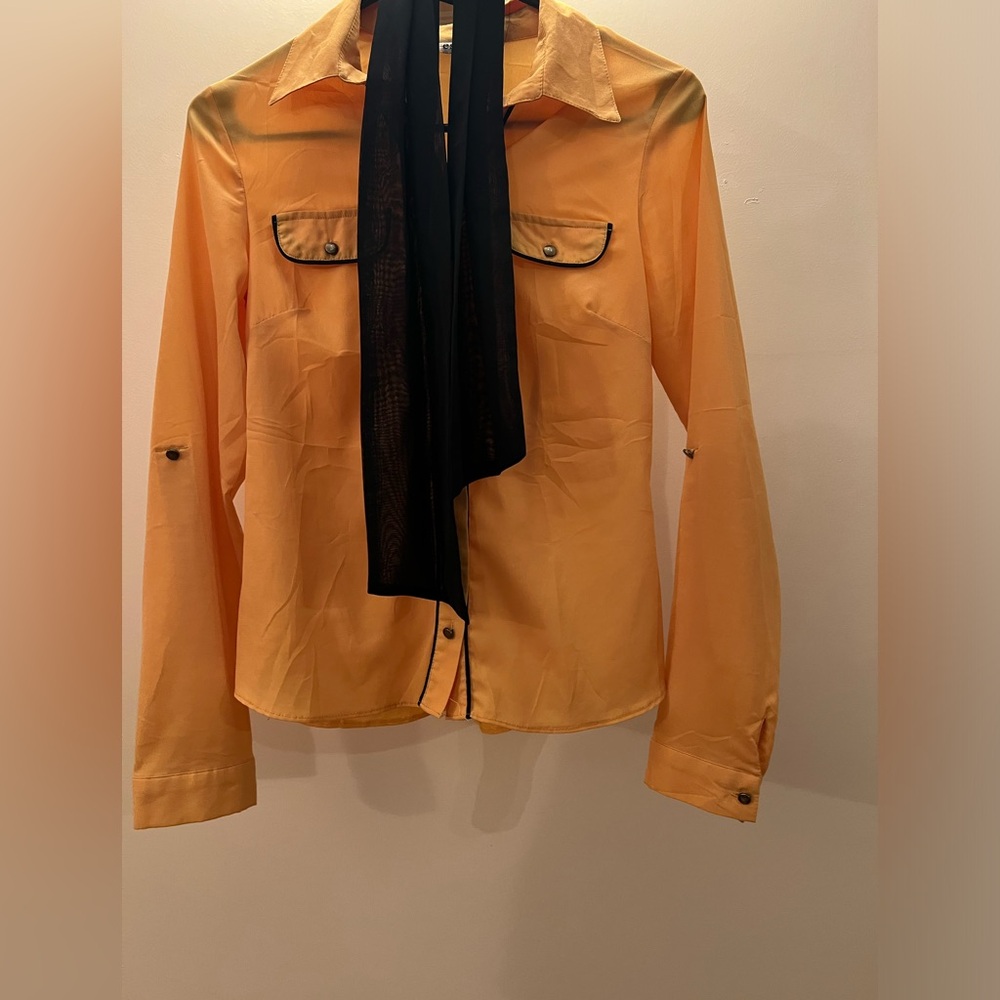 Yellow Blouse with Black Accents
